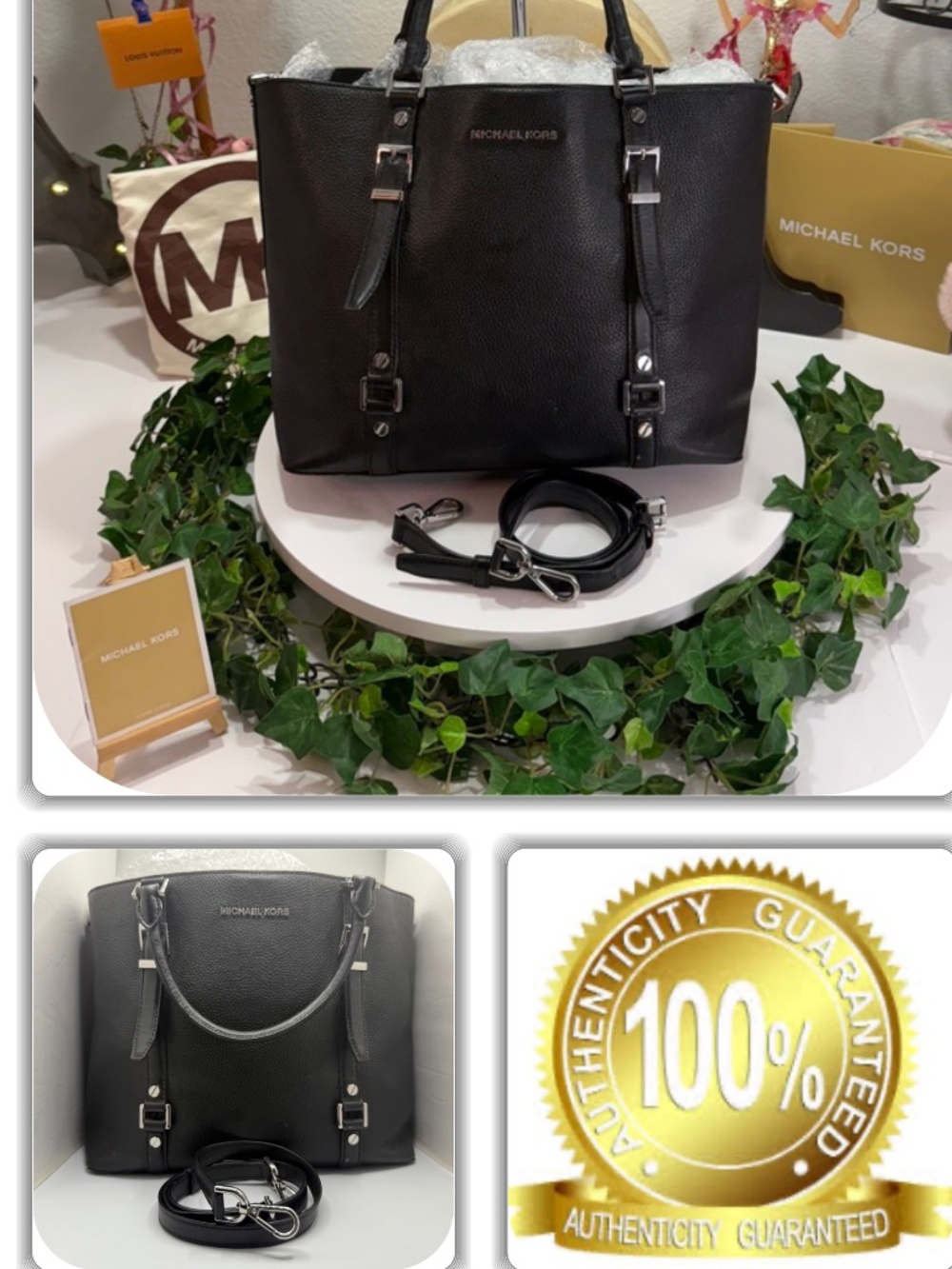 SASSY MICHAEL KORS PEBBLED LEATHER BLACK 2-WAY HANDBAG! MSRP $478